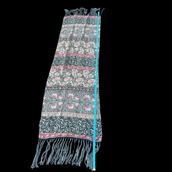 SALDARINI 100% Silk Floral Botanical Fringe Scarf Wrap Made in Italy - Picture 6 of 15